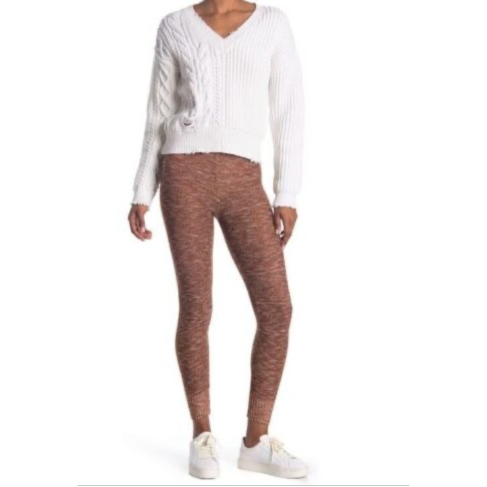 Abound Womens Joggers Brown XL Acrylic Rayon Marled Banded Waist Stretch